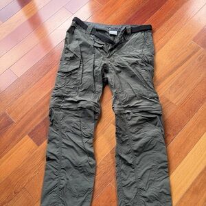 Columbia Men's Olive Convertible Cargo Pants with Web Belt